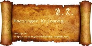 Maczinger Krizanta névjegykártya